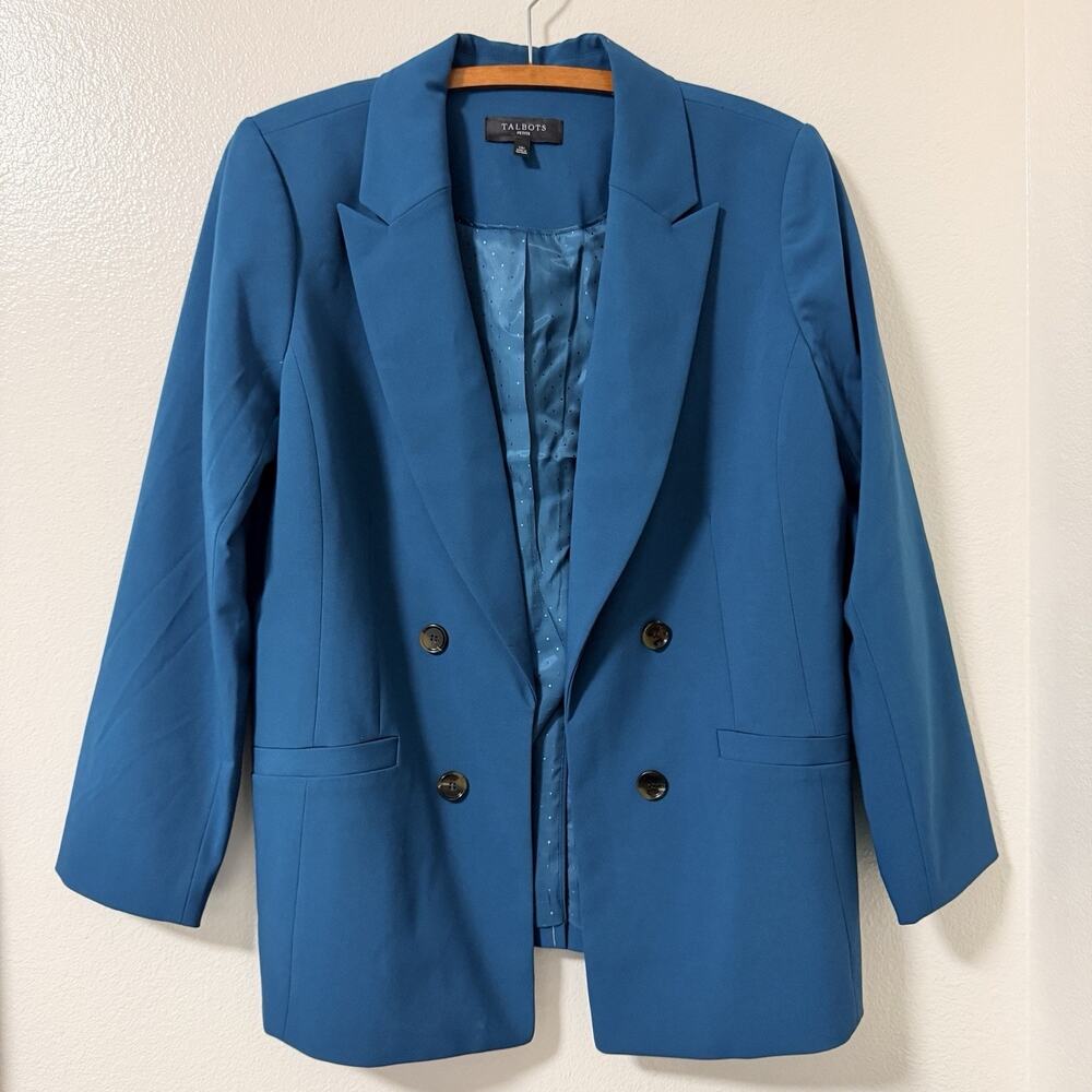 Talbots Petite Plus 14WP Teal Open Front Blazer
